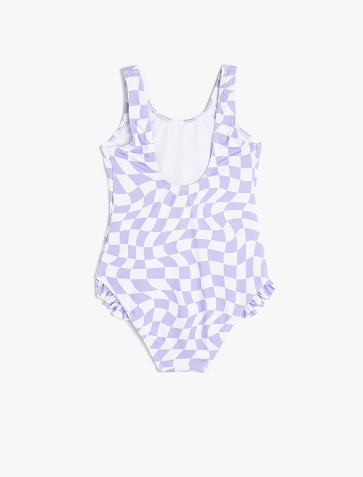 Kız Çocuk Fırfır Detaylı Kiraz Baskılı Mayo