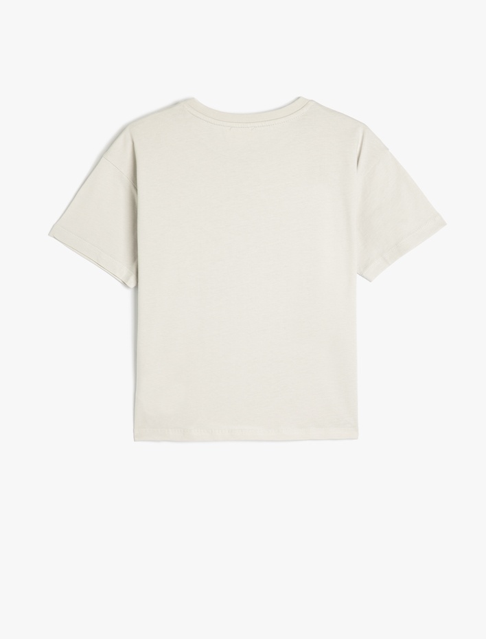 Erkek Çocuk Bisiklet Yaka Kısa Kollu Pamuklu Baskı Detaylı Oversize Tişört