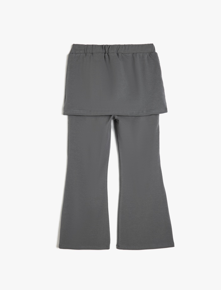 Kız Çocuk Pamuklu Etek Detaylı İspanyol Paça Pantolon