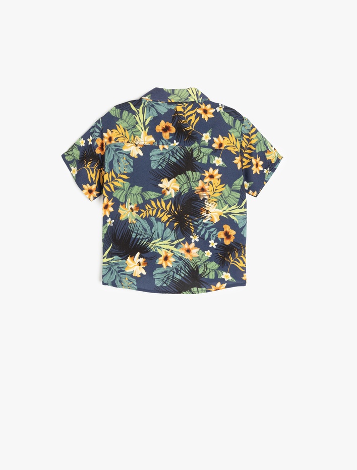 Erkek Bebek Kısa Kollu Düğme Detaylı Viskon Gömlek