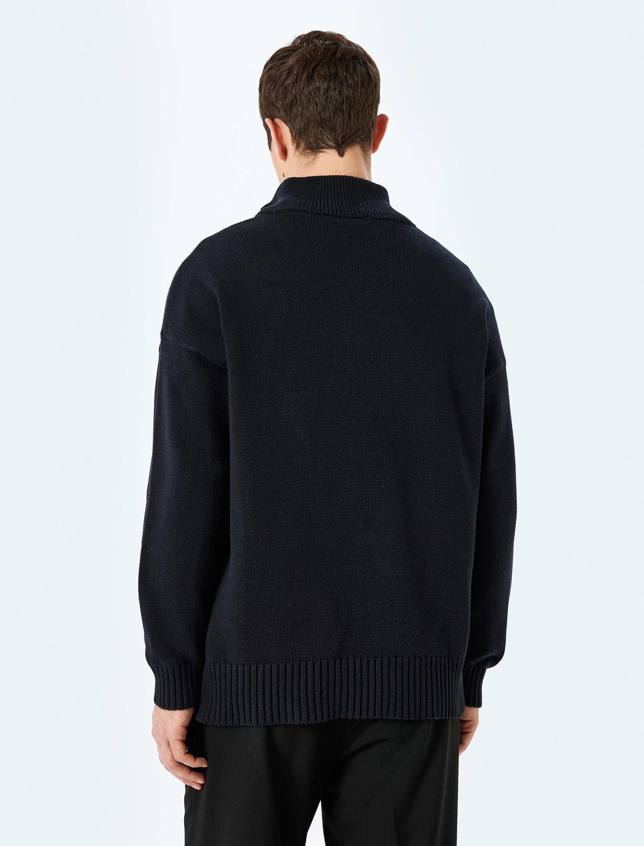 Triko Kazak Yarım Fermuarlı Basic Pamuklu