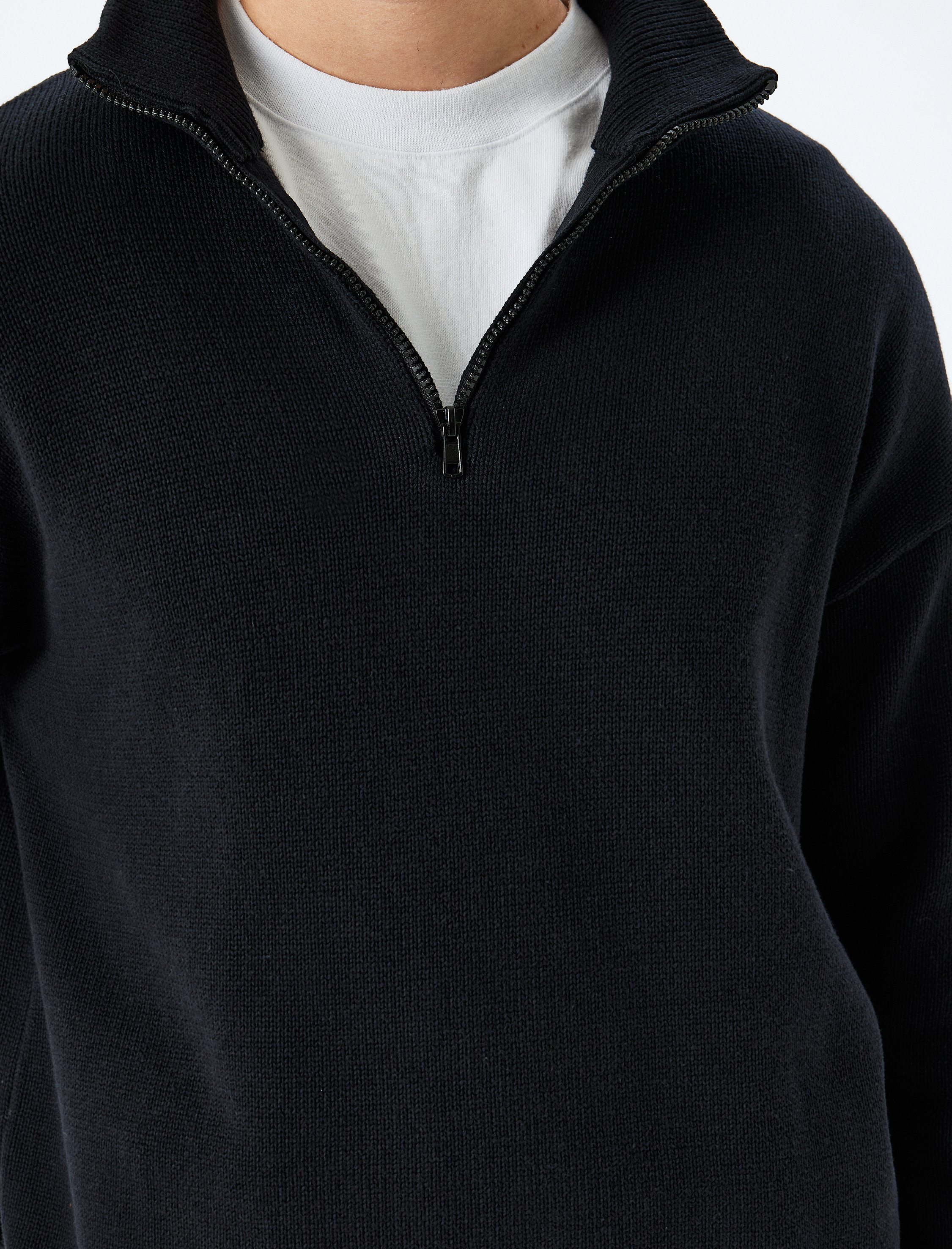 Triko Kazak Yarım Fermuarlı Basic Pamuklu