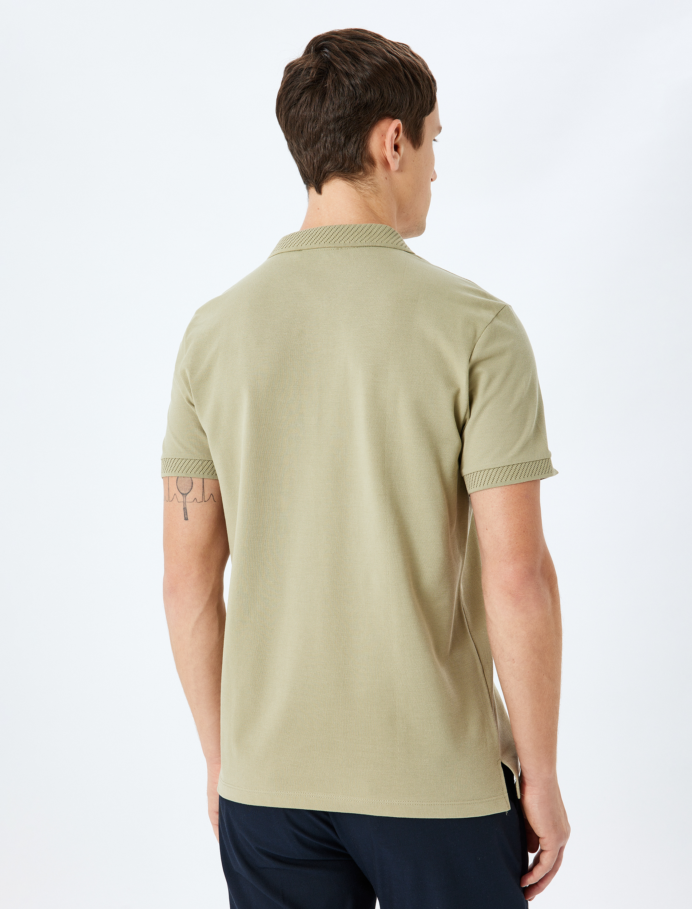   Slim Fit Kısa Kollu Pike Kumaş Pamuklu Polo Yaka Tişört