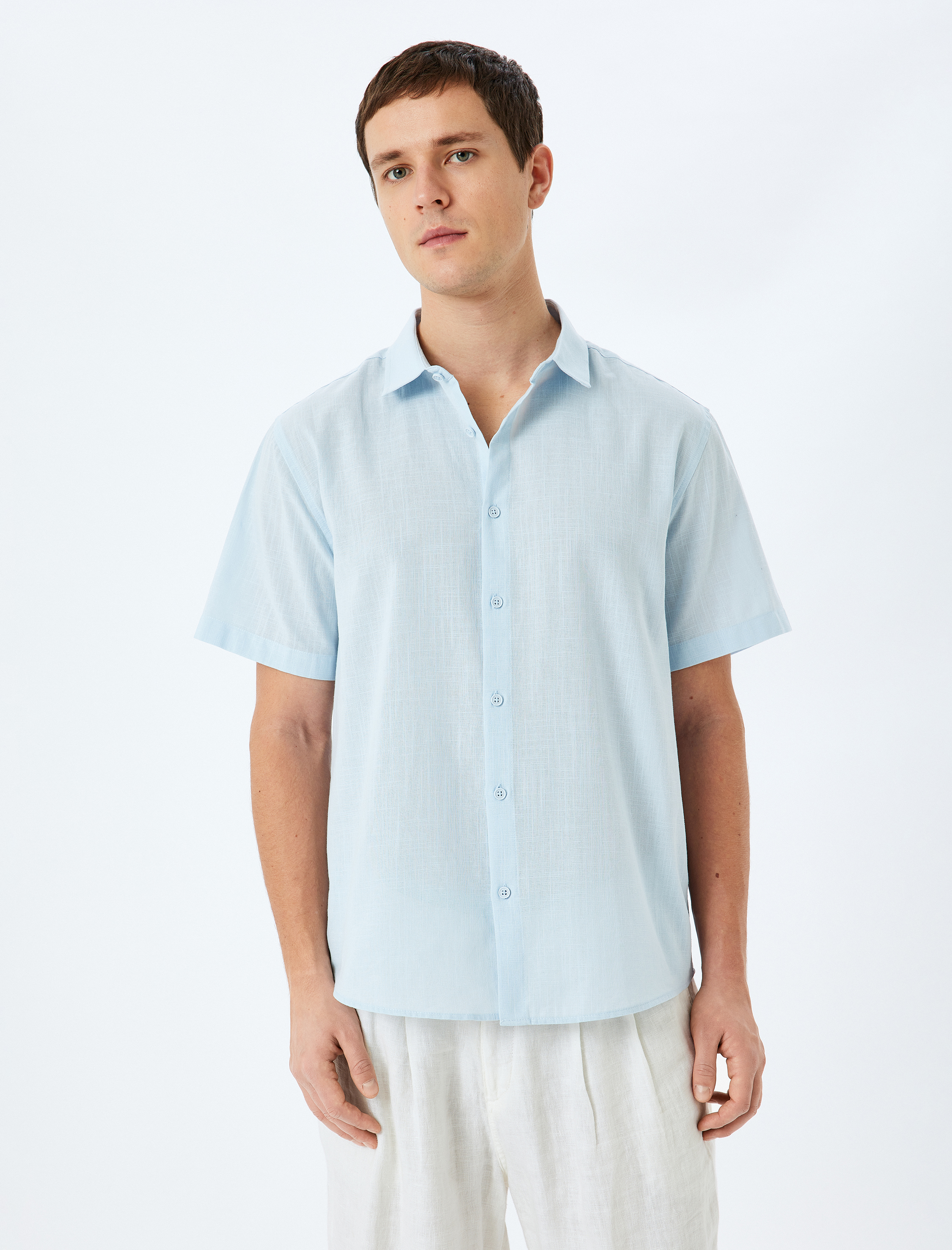   Kısa Kollu Pamuklu Regular Fit Klasik Gömlek