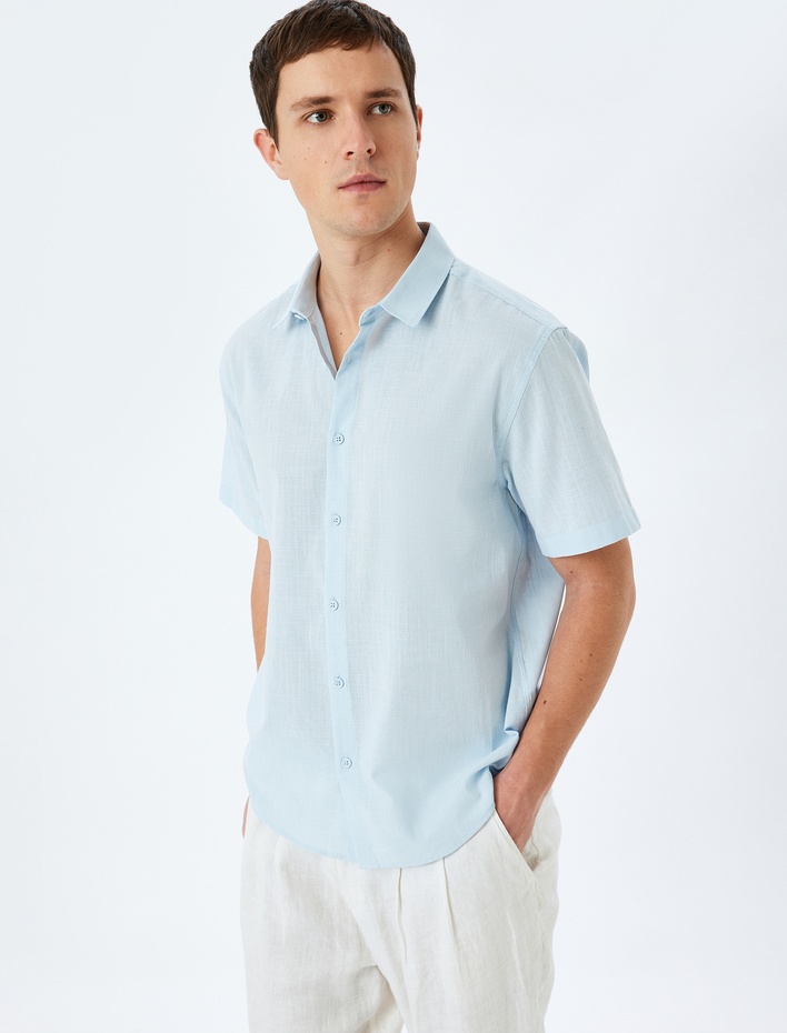  Kısa Kollu Pamuklu Regular Fit Klasik Gömlek