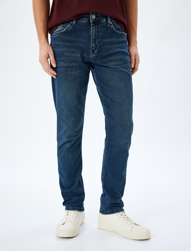 Normal Bel Pamuklu Slim Fit Denim Pantolon - Brad Jean_2