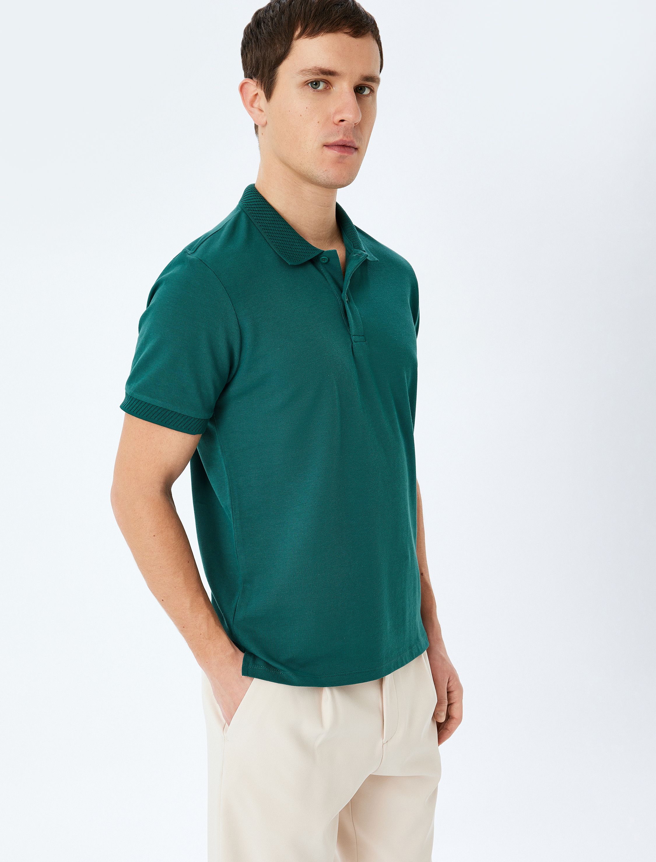   Slim Fit Kısa Kollu Pike Kumaş Pamuklu Polo Yaka Tişört