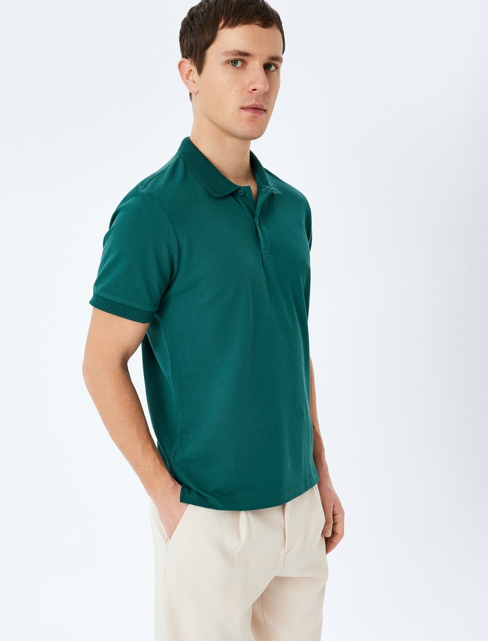  Slim Fit Kısa Kollu Pike Kumaş Pamuklu Polo Yaka Tişört