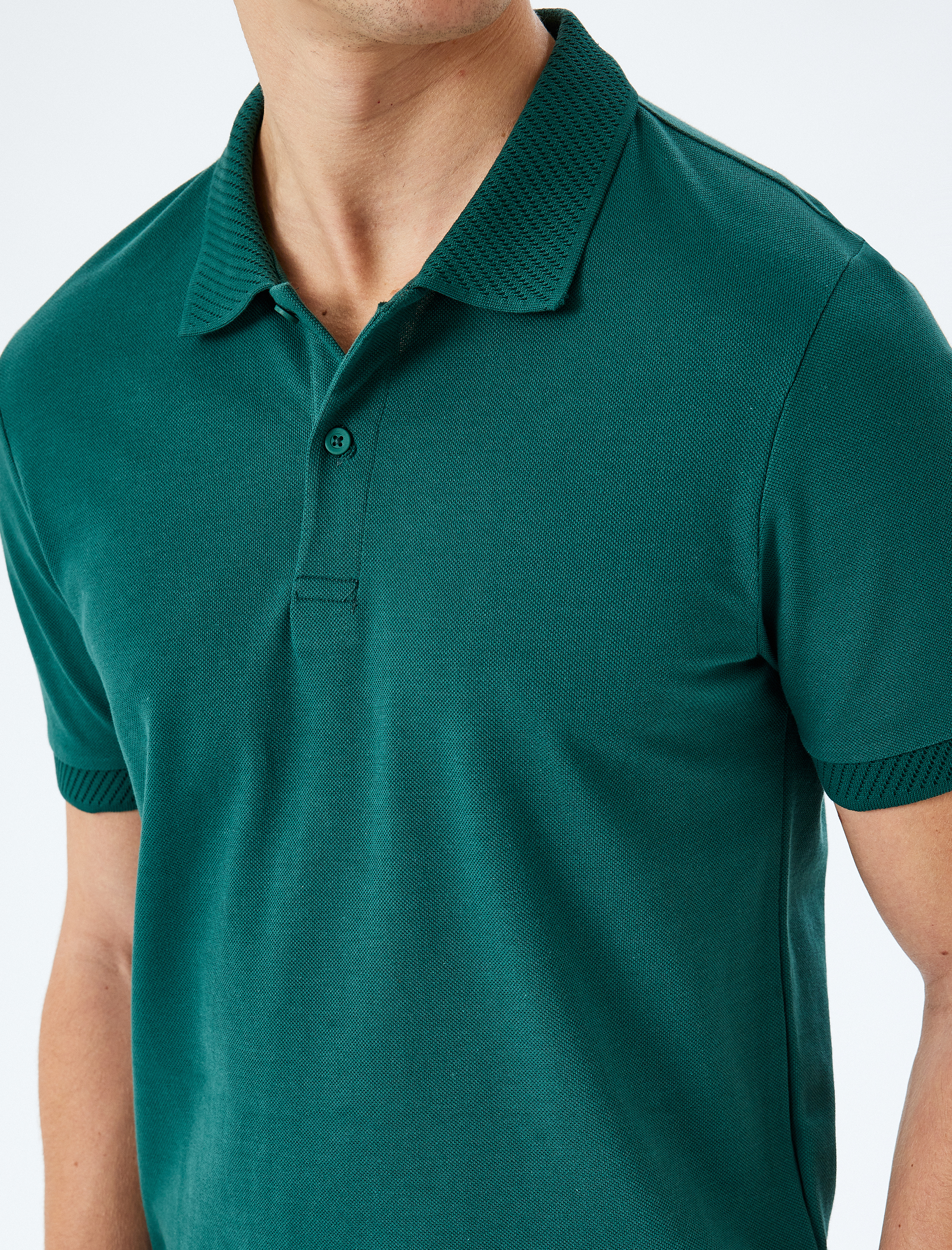   Slim Fit Kısa Kollu Pike Kumaş Pamuklu Polo Yaka Tişört