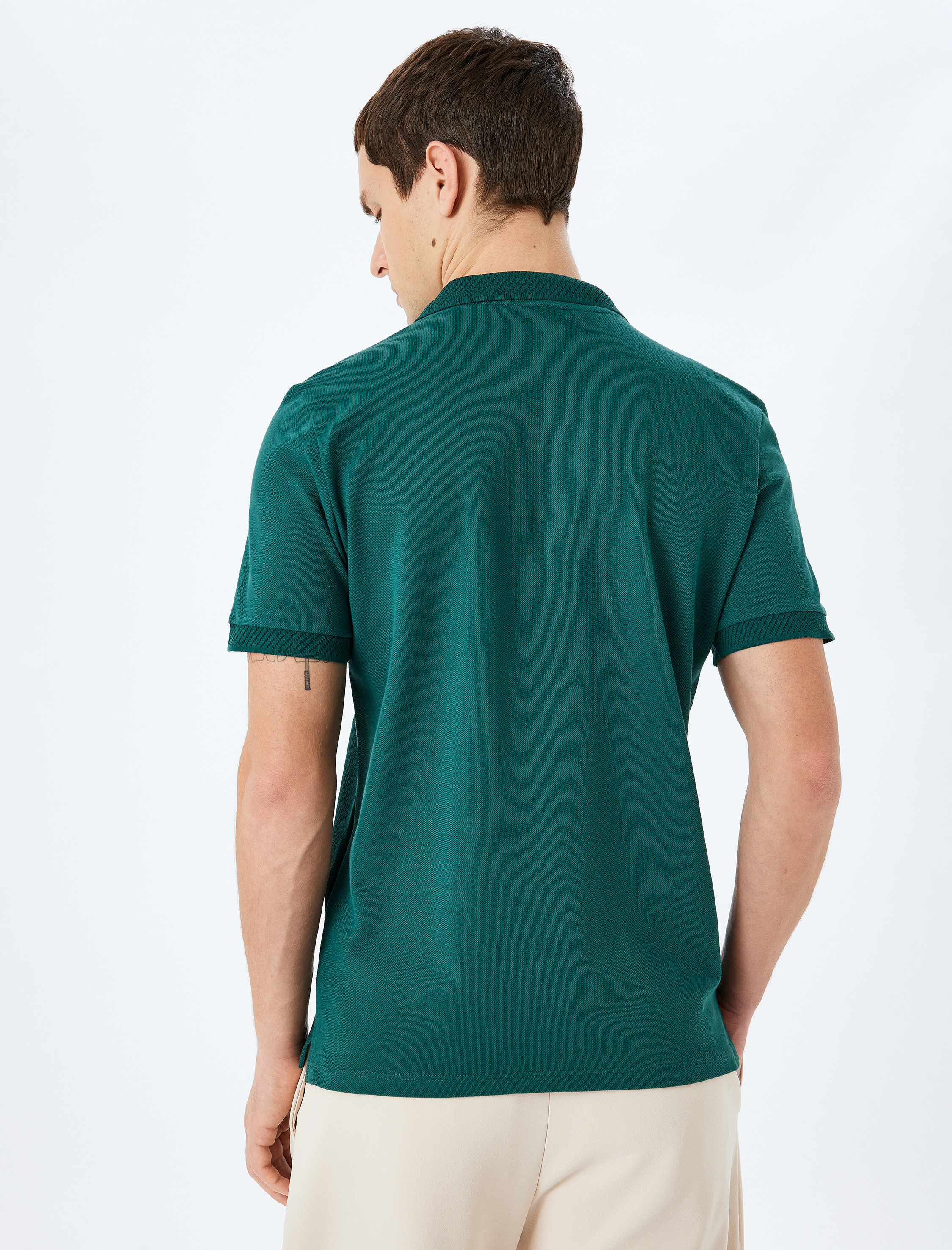   Slim Fit Kısa Kollu Pike Kumaş Pamuklu Polo Yaka Tişört