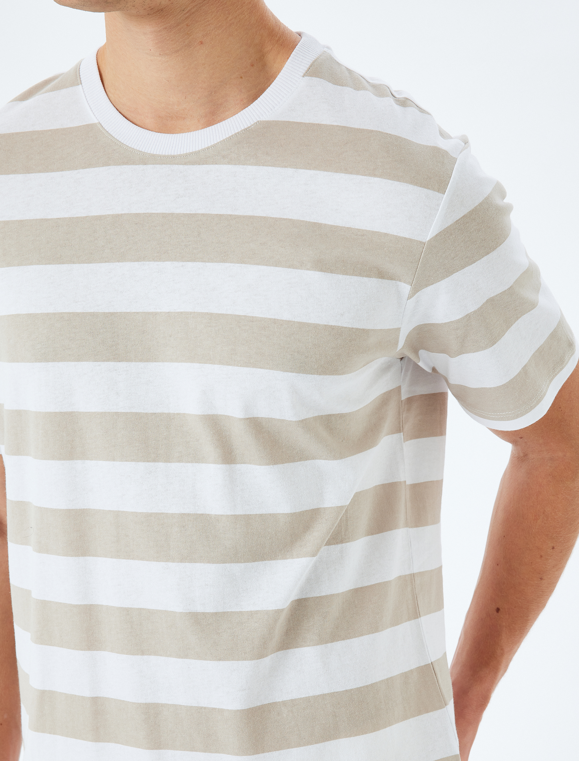   Bisiklet Yaka Pamuklu Regular Fit Kısa Kollu Çizgili Tişört