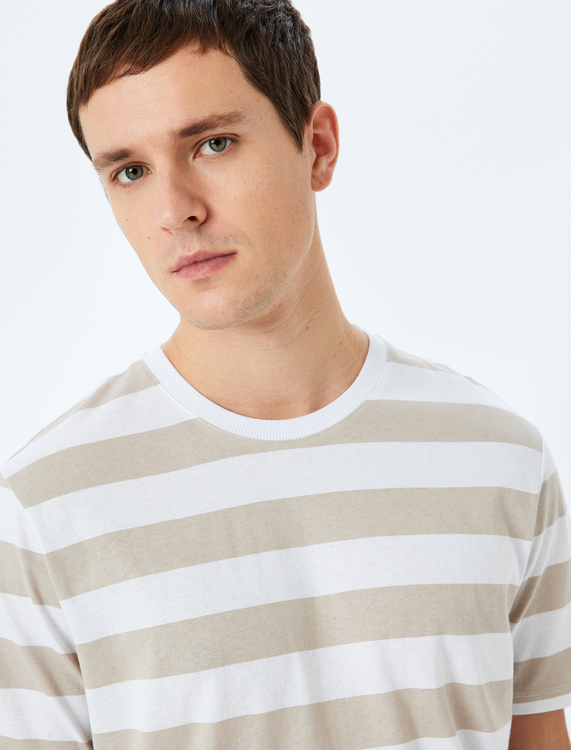   Bisiklet Yaka Pamuklu Regular Fit Kısa Kollu Çizgili Tişört