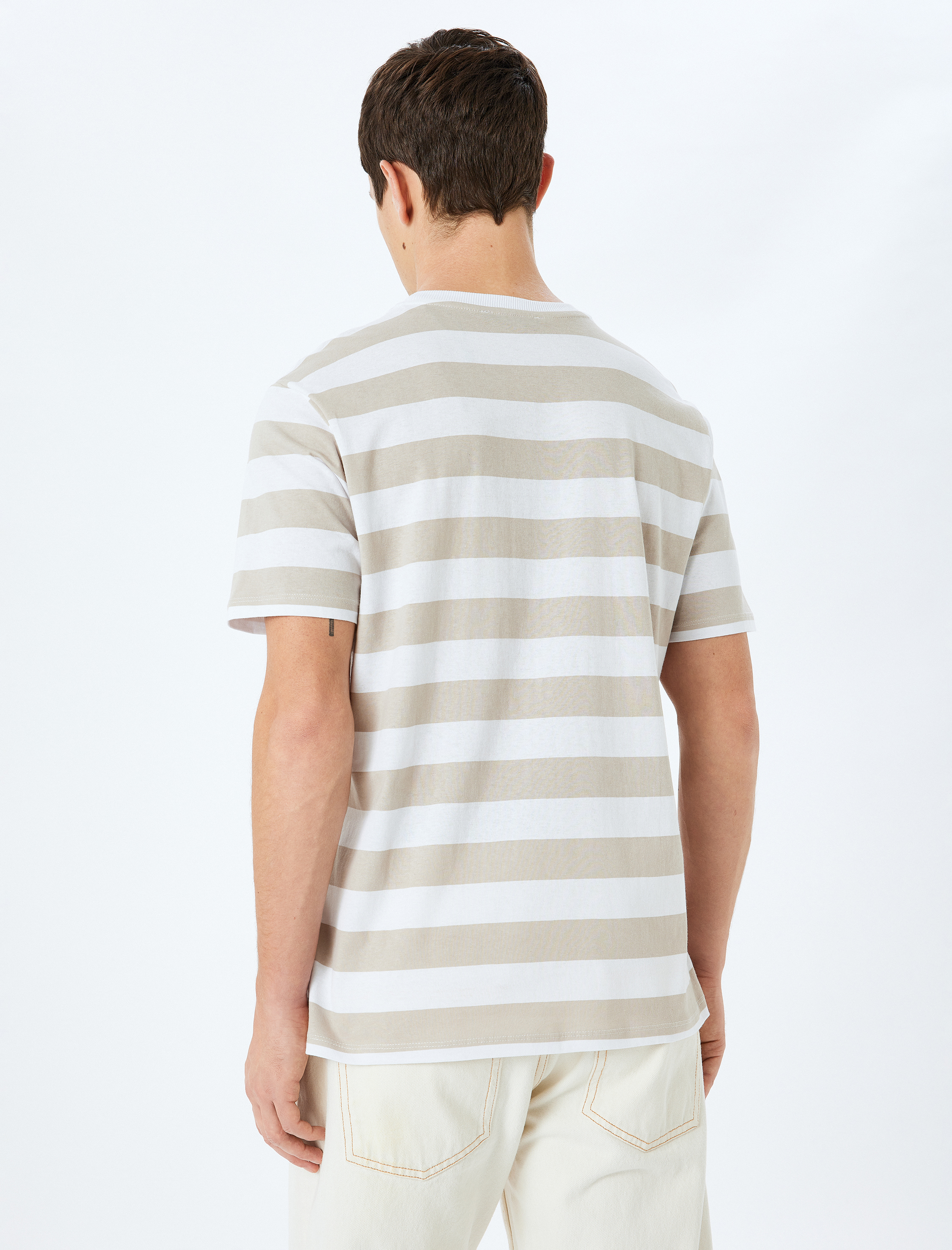   Bisiklet Yaka Pamuklu Regular Fit Kısa Kollu Çizgili Tişört