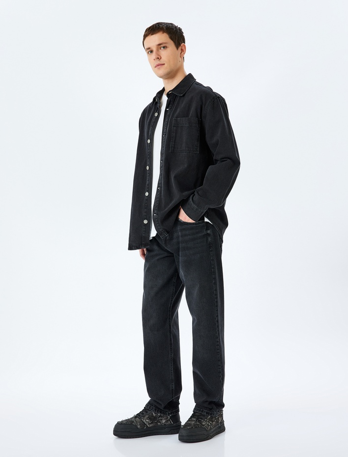  Pamuklu Normal Bel Vintage Straight Fit Jean Pantolon