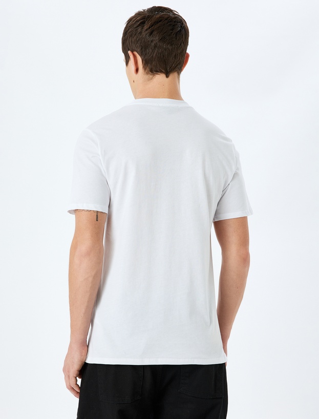 Kısa Kollu Pamuklu Bisiklet Yaka Baskılı Slim Fit Tişört_3