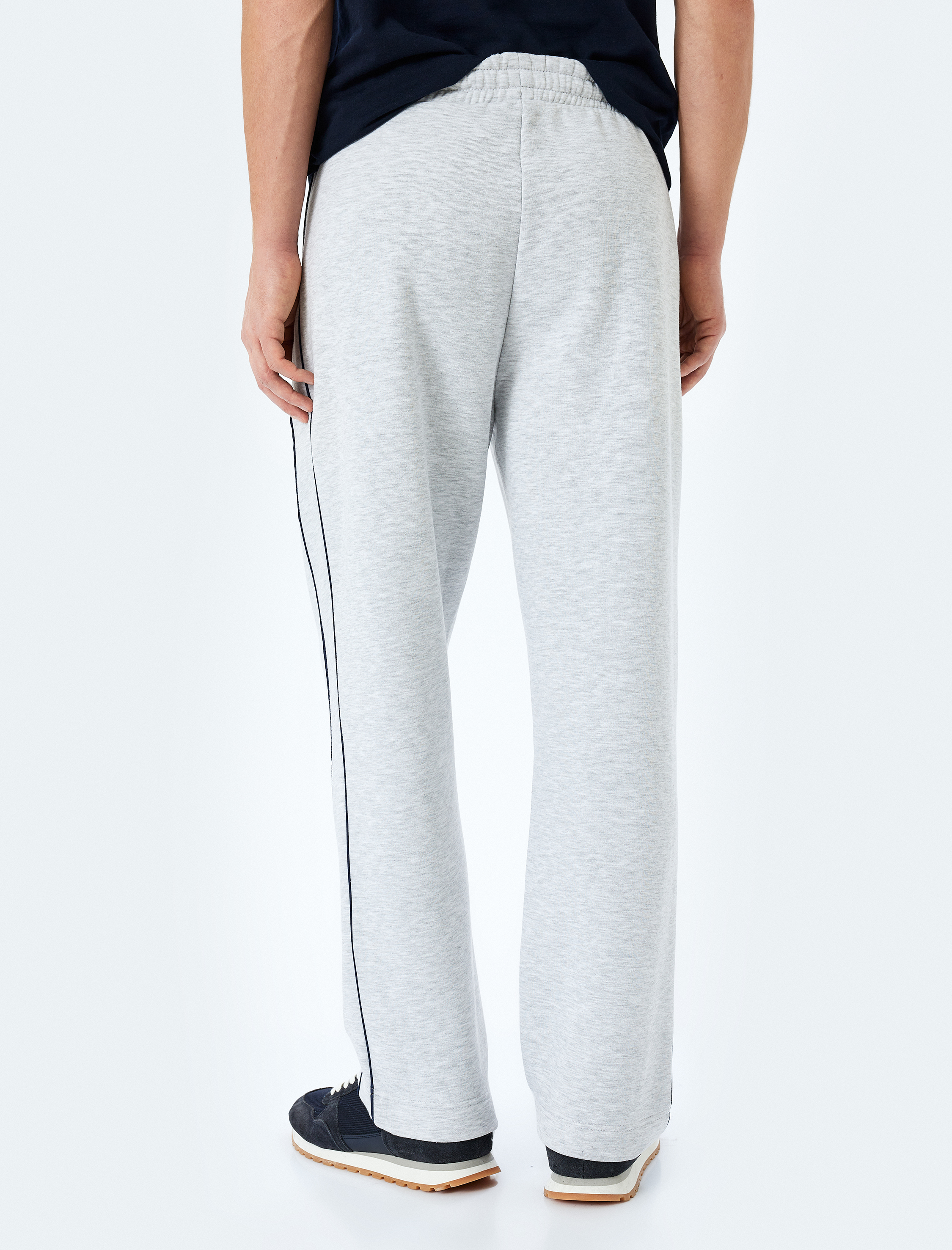   Fermuarlı Cepli Dikiş Detaylı Şardonlu Pamuk Karışımlı Beli Bağcıklı Kışlık Eşofman Altı