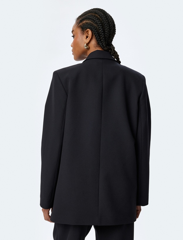 Aksesuar Detaylı Kruvaze Oversize Blazer Ceket_3