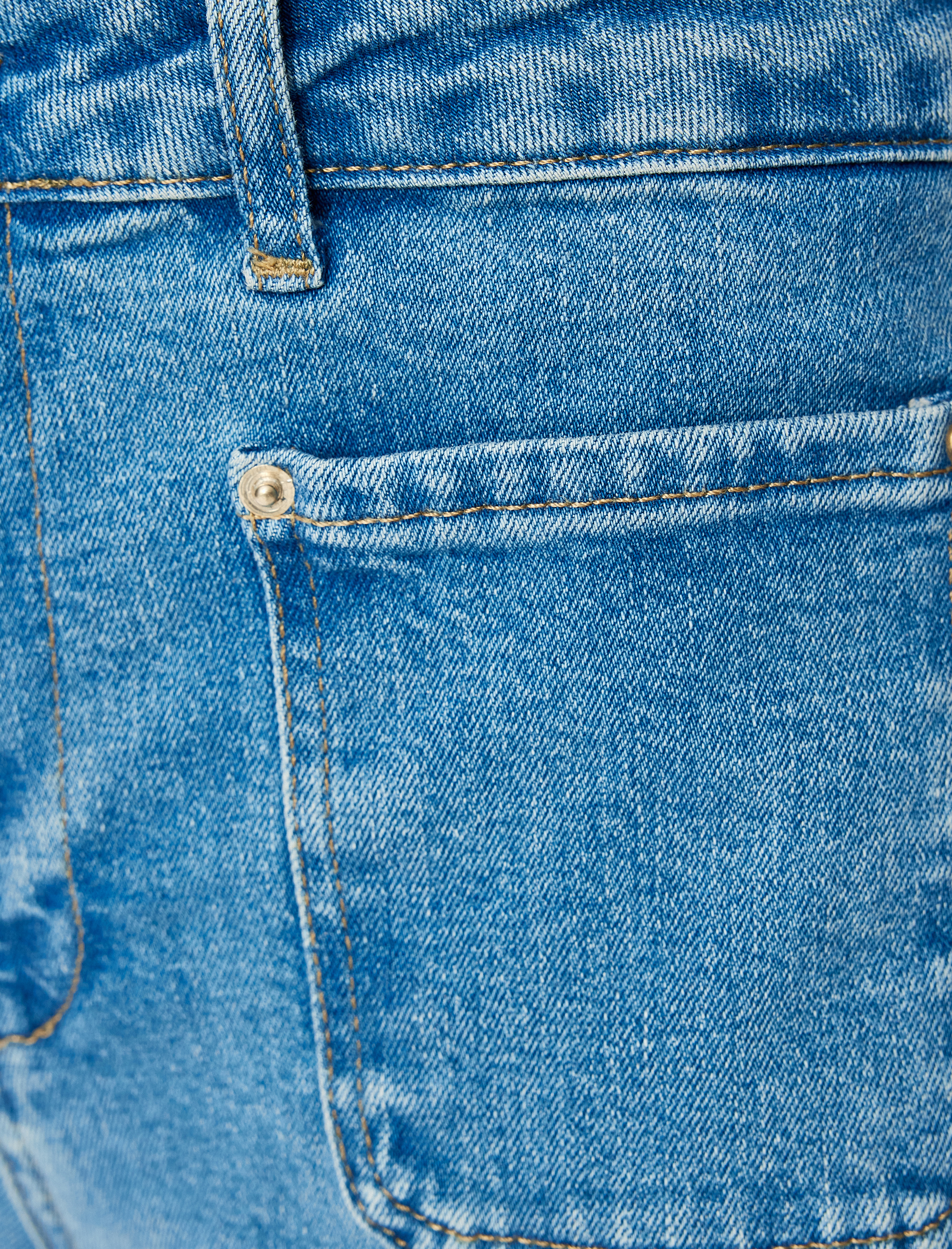   İspanyol Paça Düğmeli Normal Bel Denim Pantolon -  Kick Flare Jeans