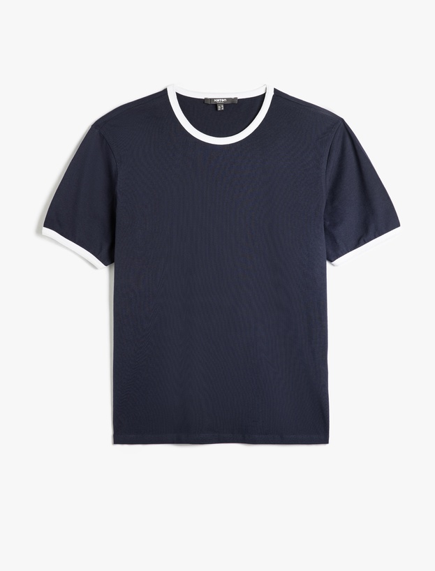Bisiklet Yaka Kısa Kollu Pamuklu Biyeli Slim Fit Tişört_0