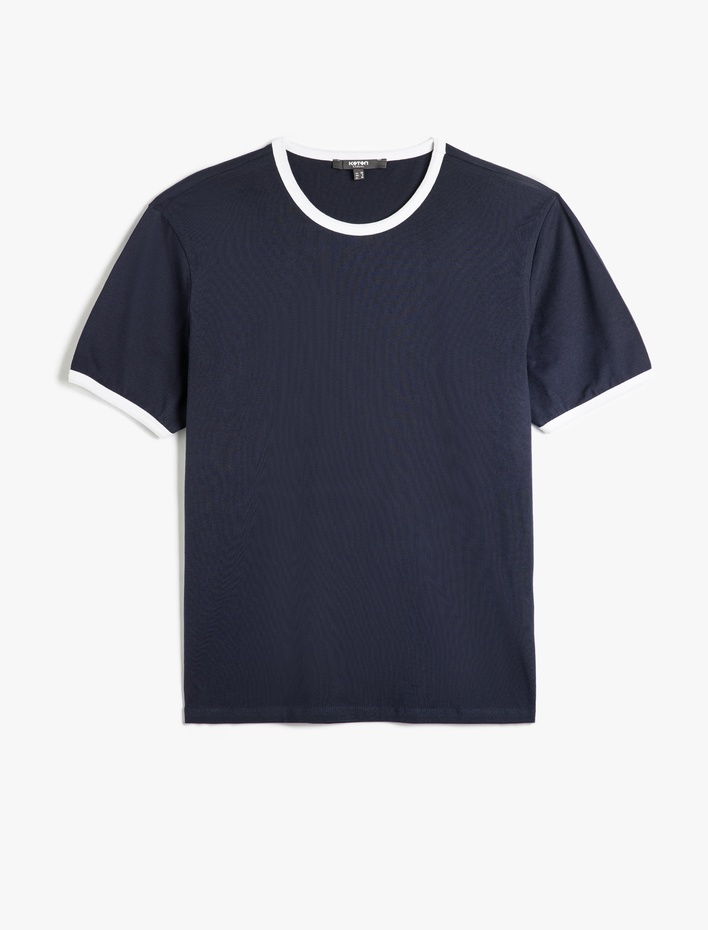  Bisiklet Yaka Kısa Kollu Pamuklu Biyeli Slim Fit Tişört
