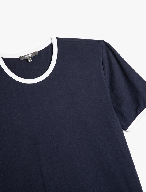 Bisiklet Yaka Kısa Kollu Pamuklu Biyeli Slim Fit Tişört_2