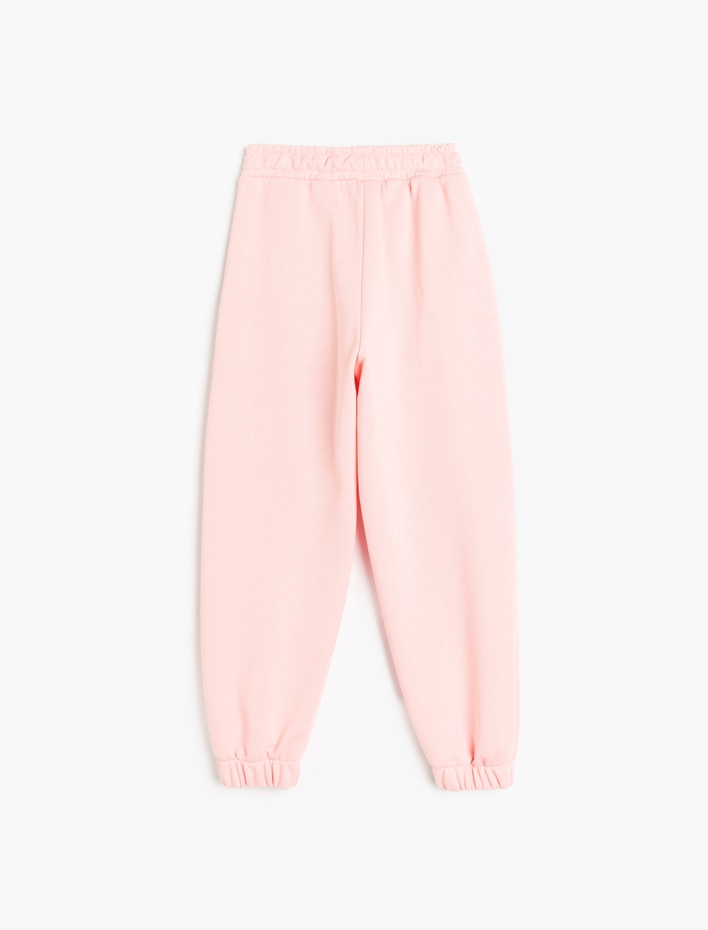 Kız Çocuk Beli Lastikli Cepli Baskı Detaylı Jogger Eşofman Altı