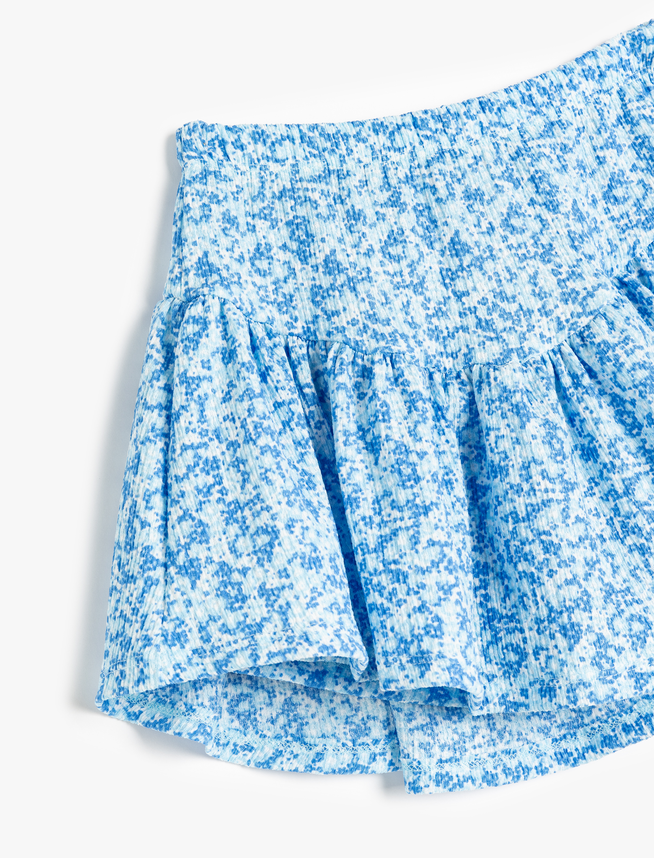 Kız Çocuk Beli Lastikli Pileli Çiçek Desenli Mini Şort Etek