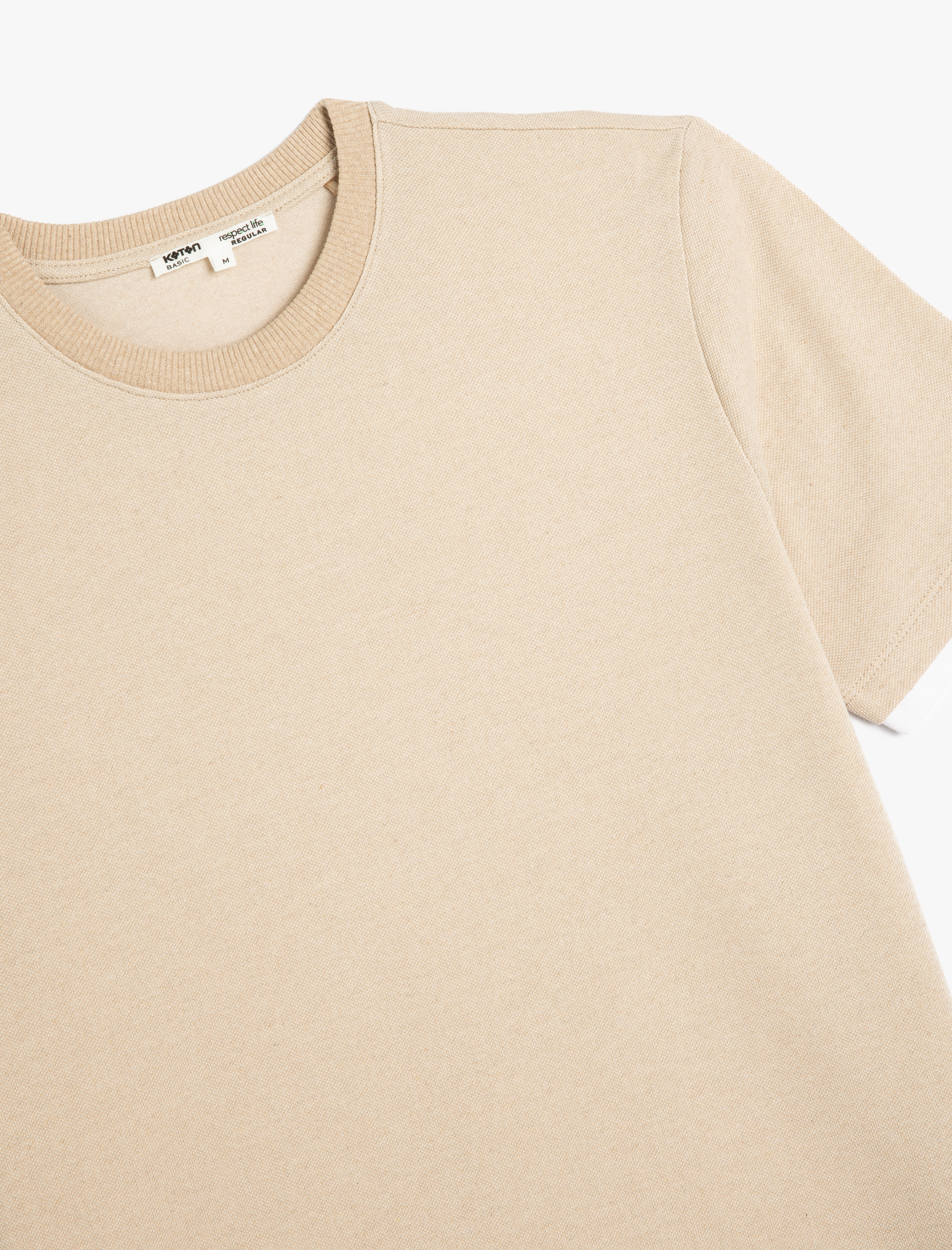   Bisiklet Yaka Kontrast Detaylı Regular Fit Pike Kumaş Kısa Kollu Basic Tişört