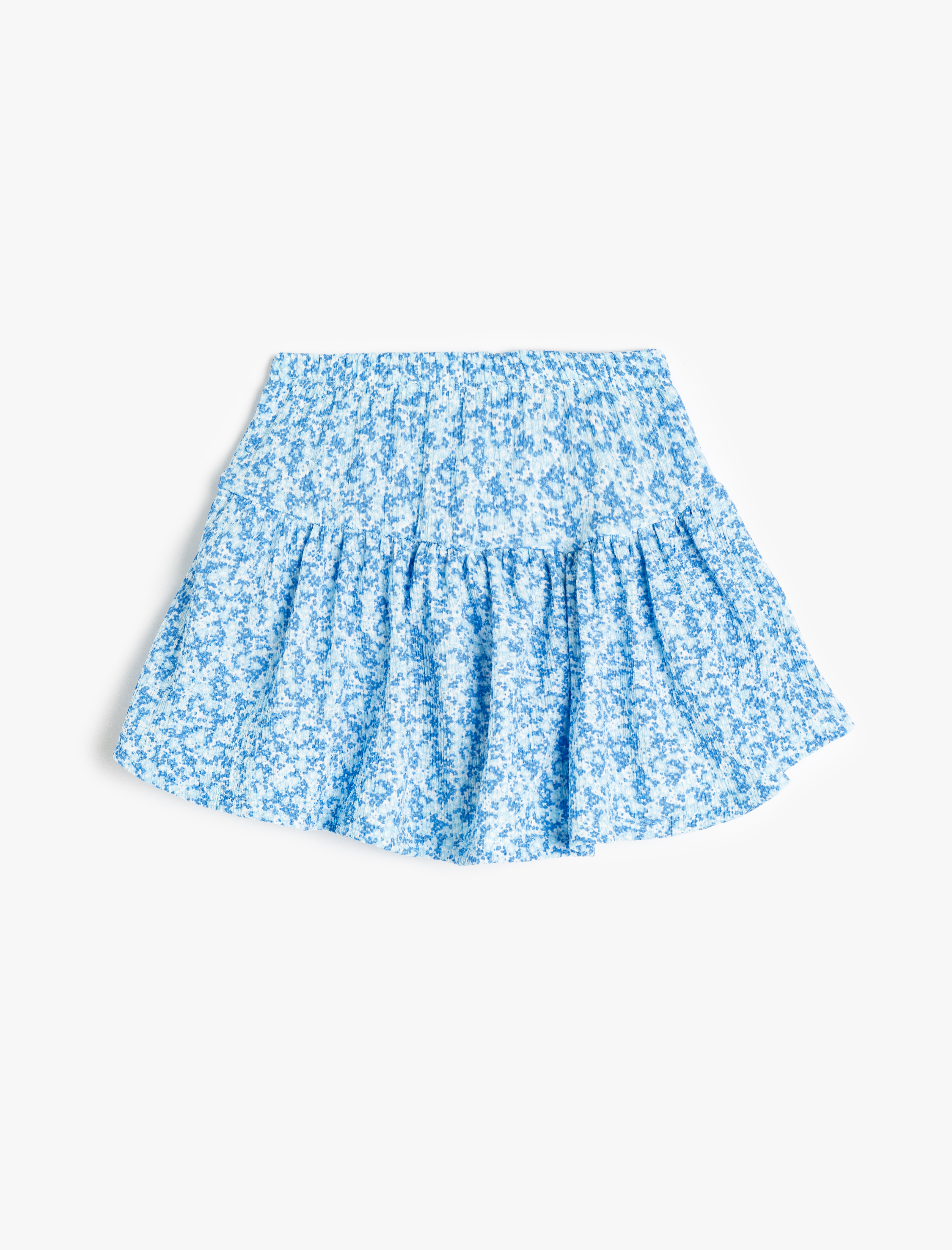 Kız Çocuk Beli Lastikli Pileli Çiçek Desenli Mini Şort Etek