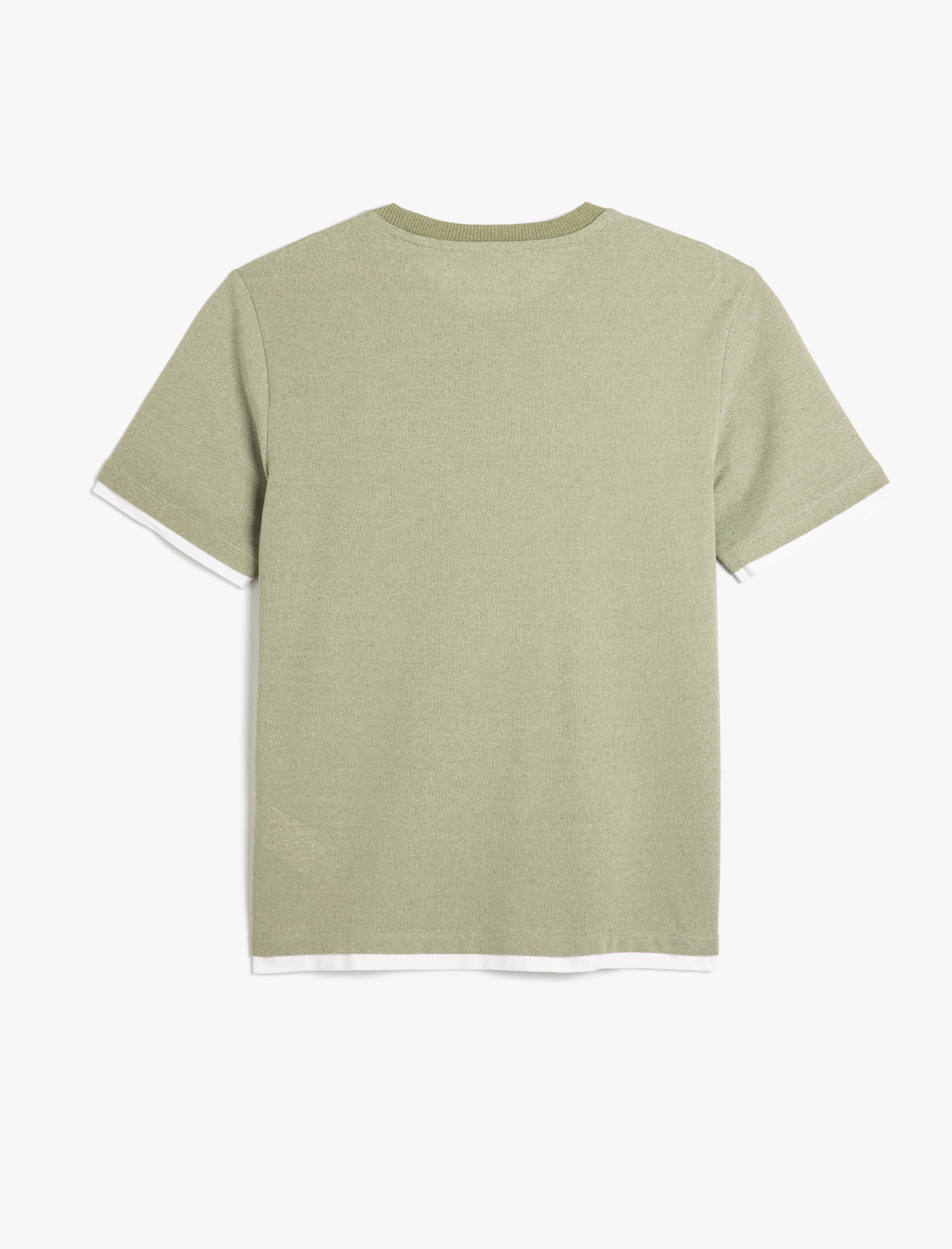   Bisiklet Yaka Kontrast Detaylı Regular Fit Pike Kumaş Kısa Kollu Basic Tişört