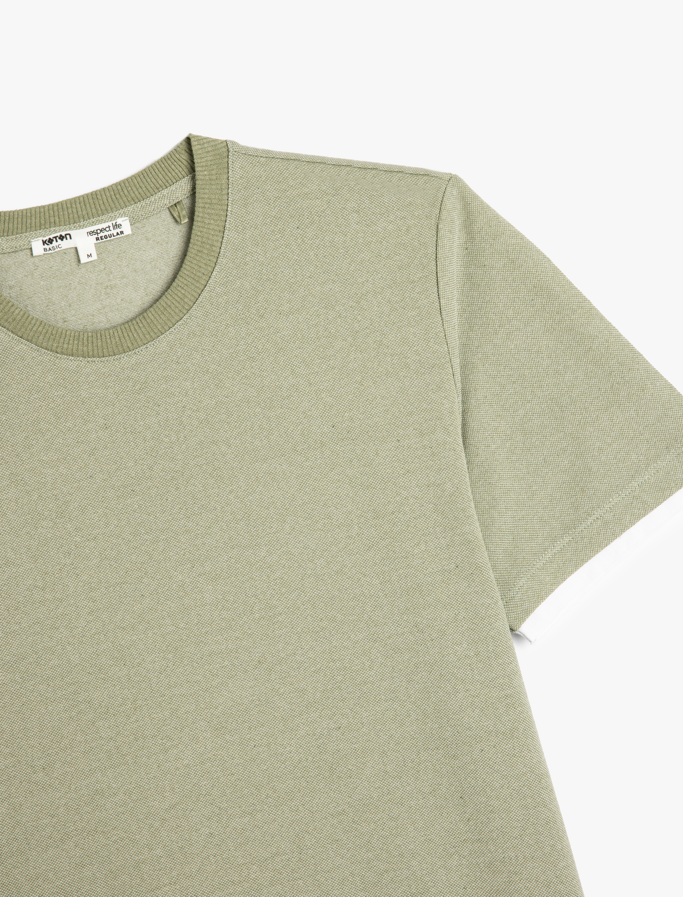   Bisiklet Yaka Kontrast Detaylı Regular Fit Pike Kumaş Kısa Kollu Basic Tişört