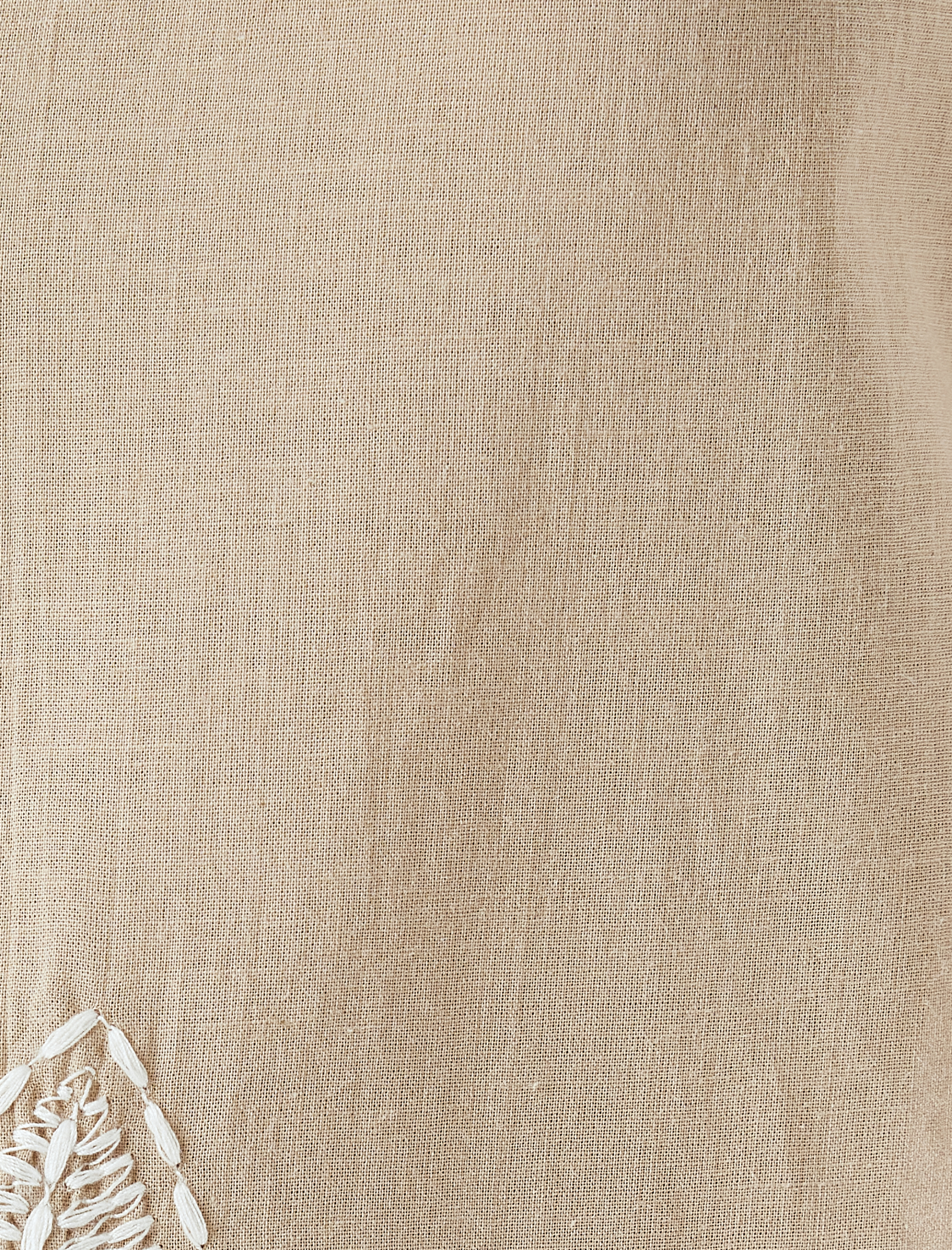 Pamuklu Floral İşleme Detaylı Gömlek Yaka Uzun Oversize Tunik