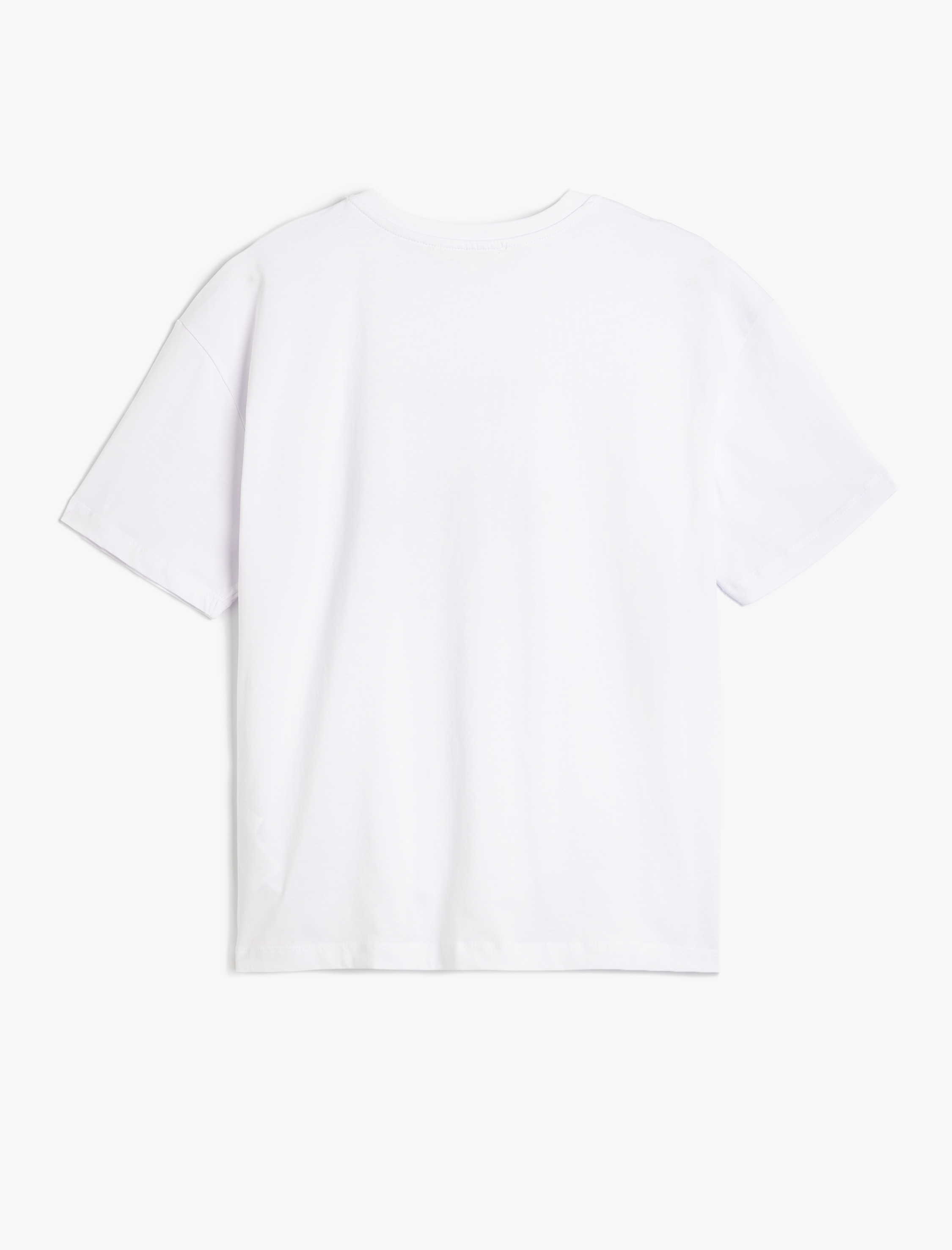   Pamuklu Kısa Kollu Bisiklet Yaka Balık Baskılı Tişört