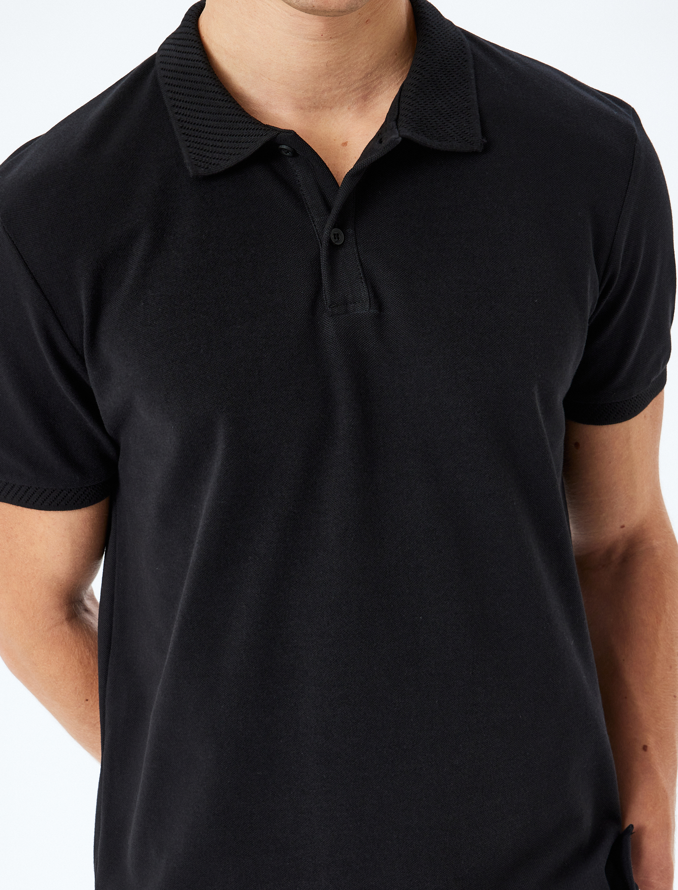   Slim Fit Kısa Kollu Pike Kumaş Pamuklu Polo Yaka Tişört