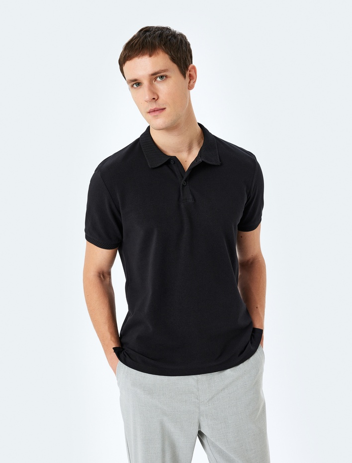  Slim Fit Kısa Kollu Pike Kumaş Pamuklu Polo Yaka Tişört