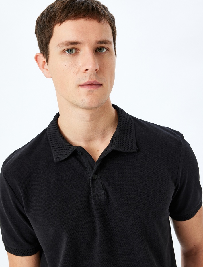  Slim Fit Kısa Kollu Pike Kumaş Pamuklu Polo Yaka Tişört