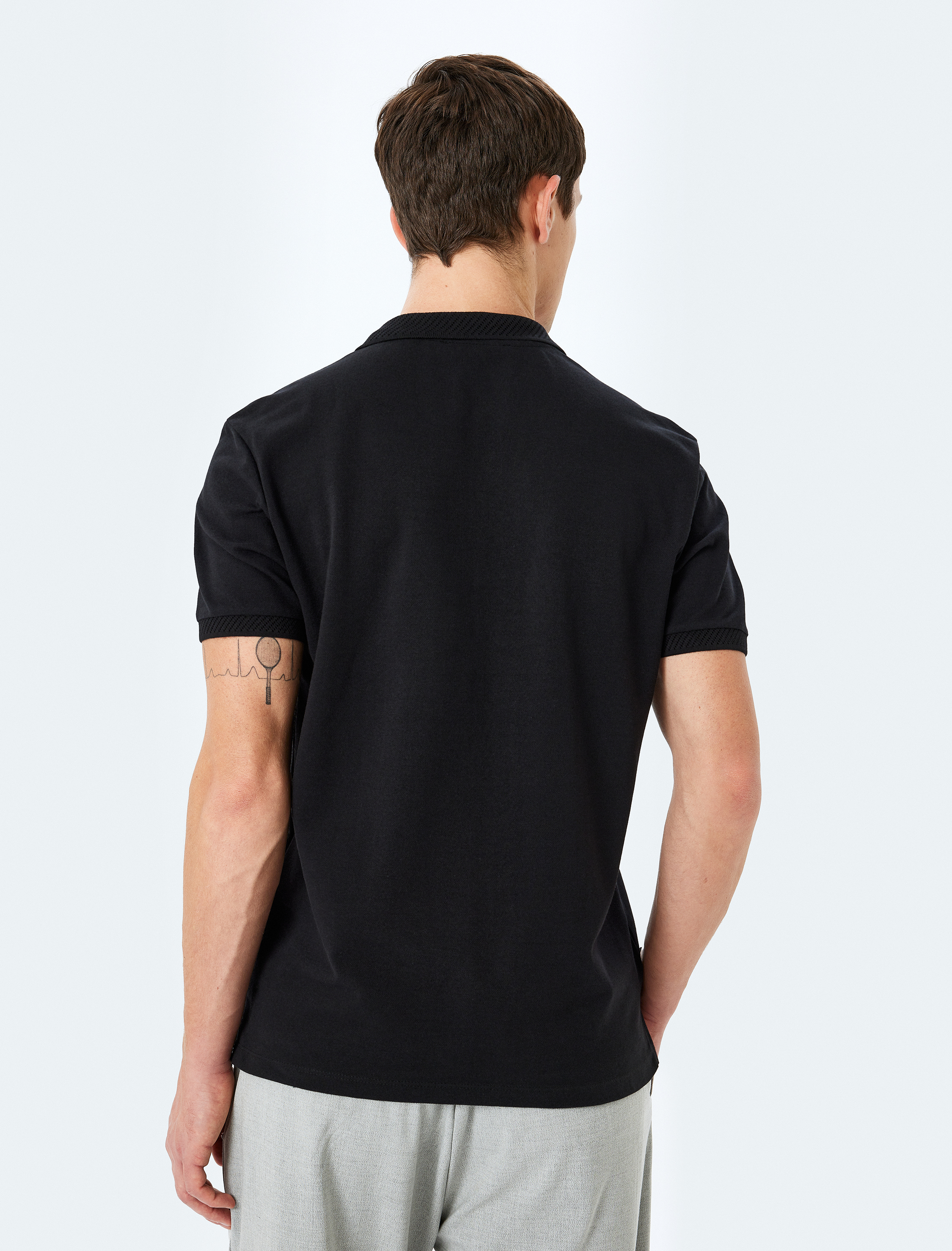   Slim Fit Kısa Kollu Pike Kumaş Pamuklu Polo Yaka Tişört