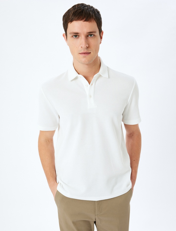  Pamuk Karışımlı Kısa Kollu Regular Fit Düğmeli Polo Yaka Tişört