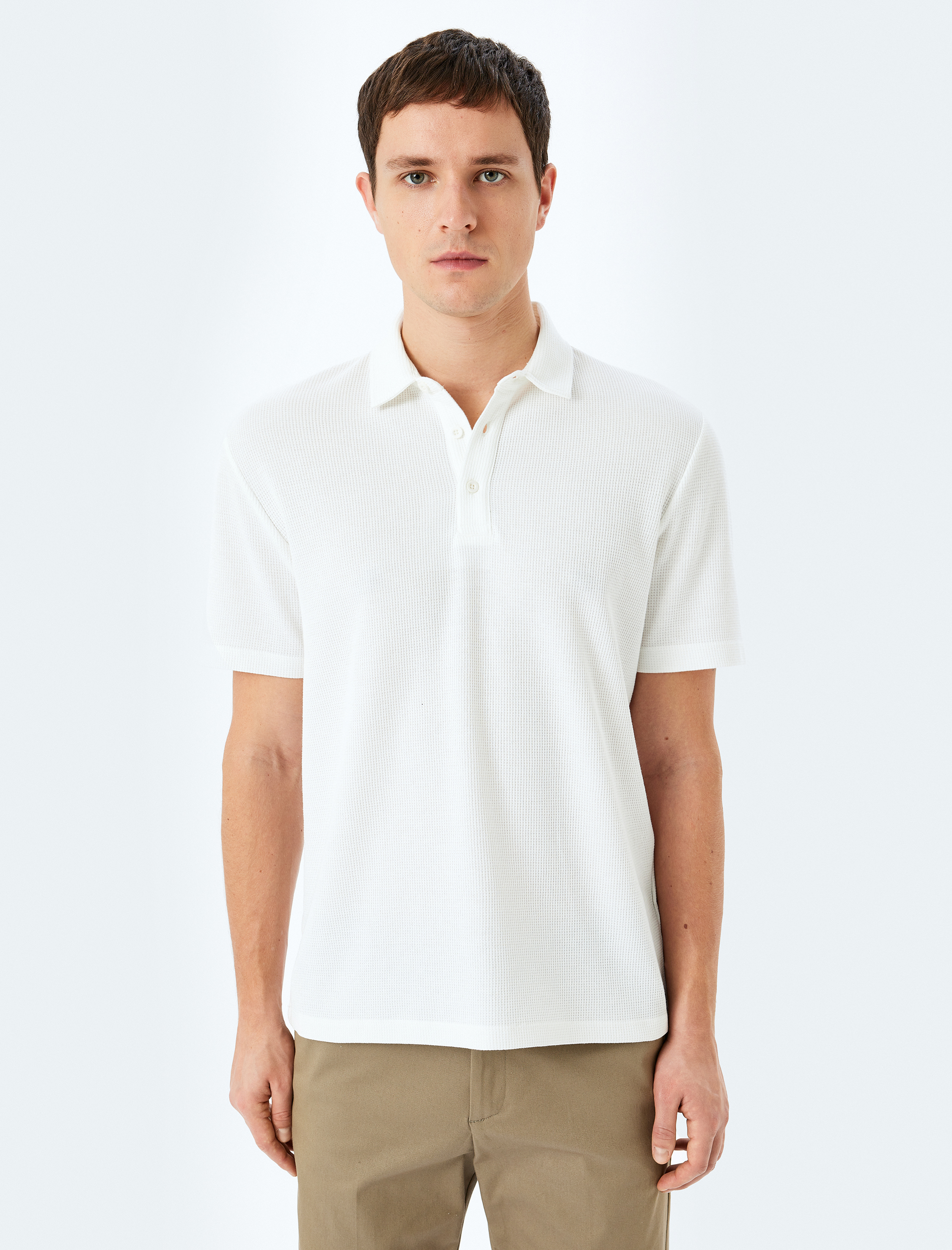   Pamuk Karışımlı Kısa Kollu Regular Fit Düğmeli Polo Yaka Tişört