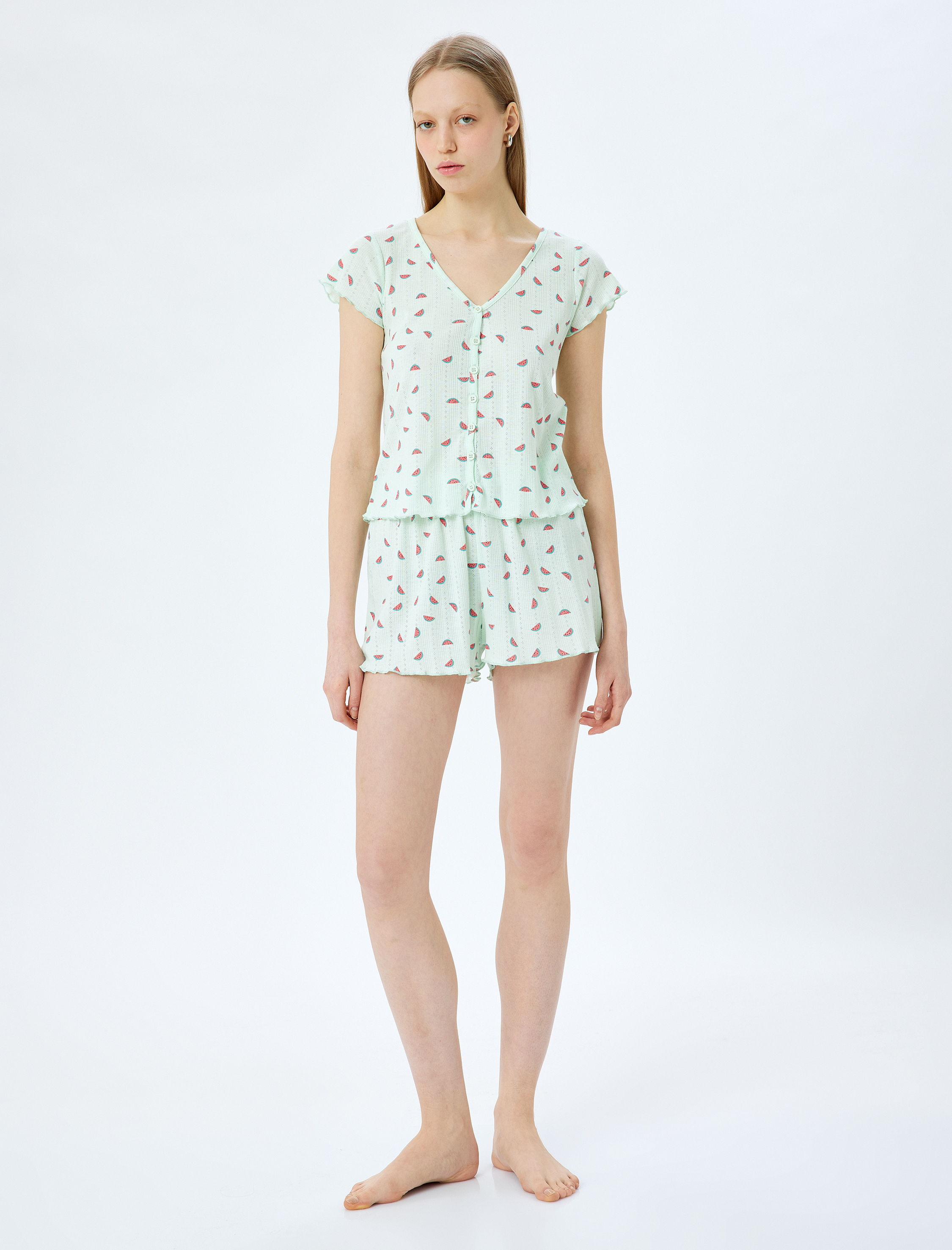   Karpuz Baskılı Kısa Kollu Şortlu Pijama Takımı