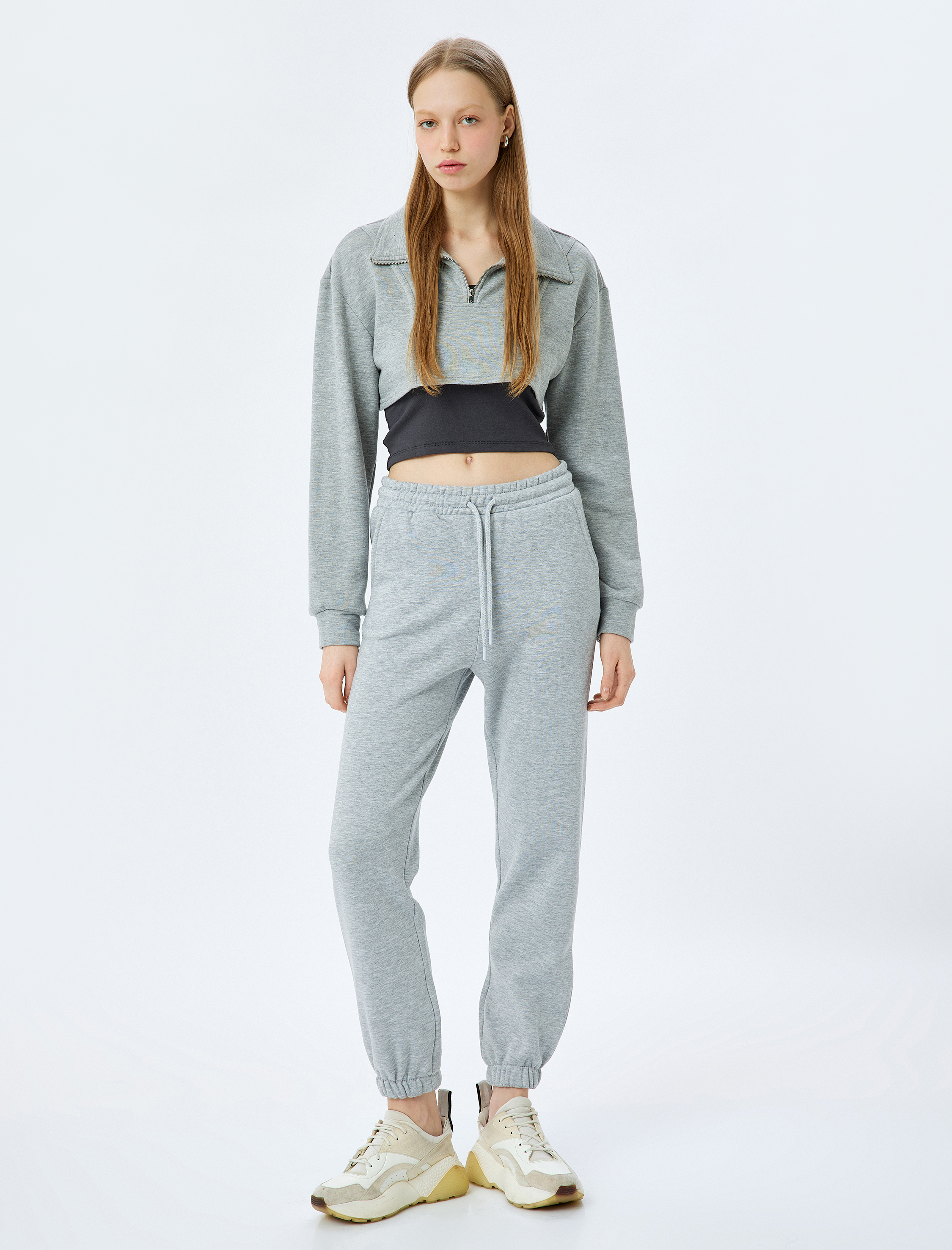   Şardonlu Beli Bağcıklı Cep Detaylı Rahat Kalıp Jogger Eşofman Altı