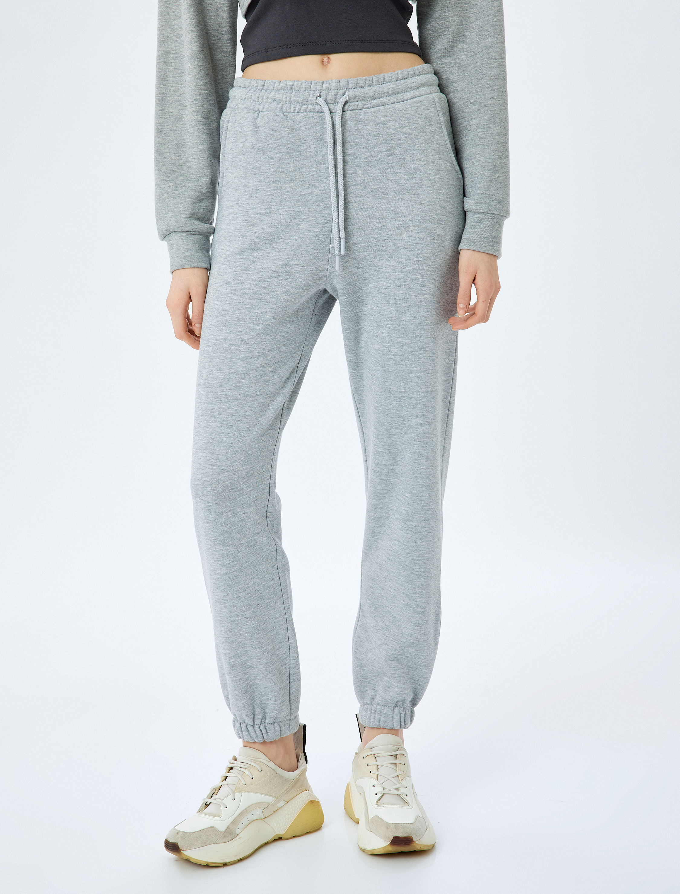   Şardonlu Beli Bağcıklı Cep Detaylı Rahat Kalıp Jogger Eşofman Altı