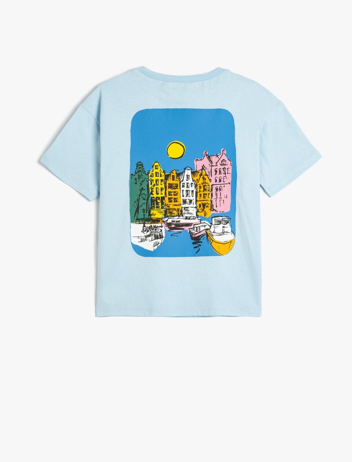 Erkek Çocuk Slogan Baskılı Bisiklet Yaka Kısa Kollu Pamuklu Oversize Tişört