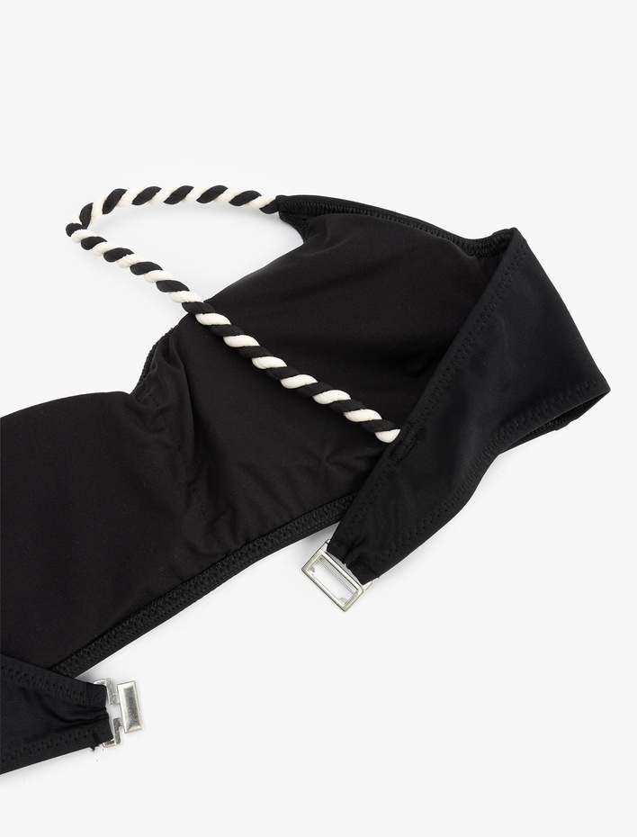  Renk Kontrast Detaylı Tek Omuz Bikini Üstü