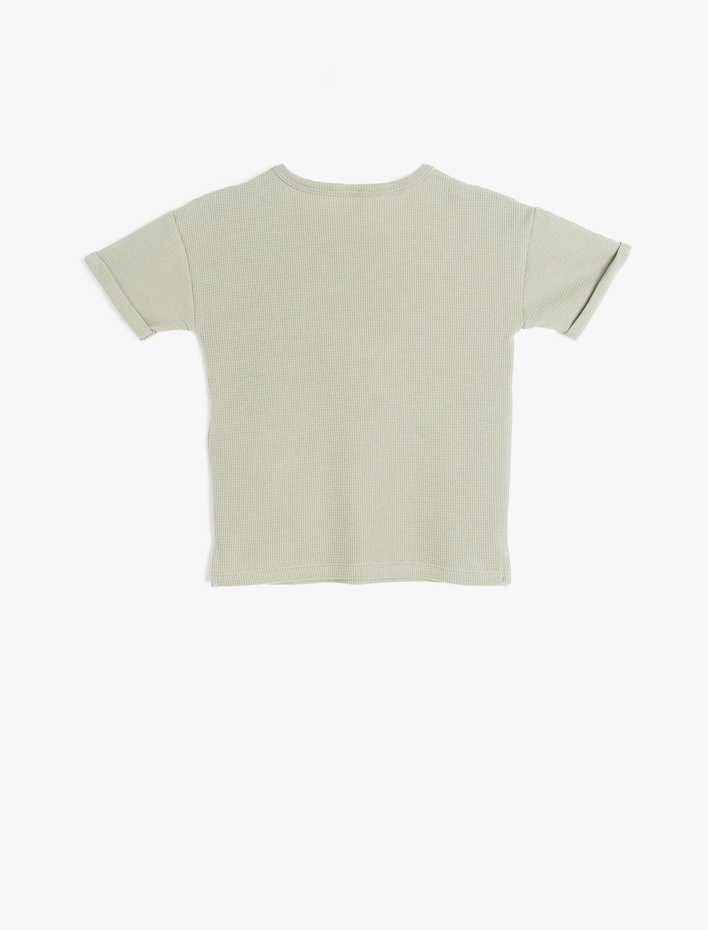 Erkek Bebek Düğme Detaylı Kısa Kollu Pamuklu Bisiklet Yaka Basic Tişört