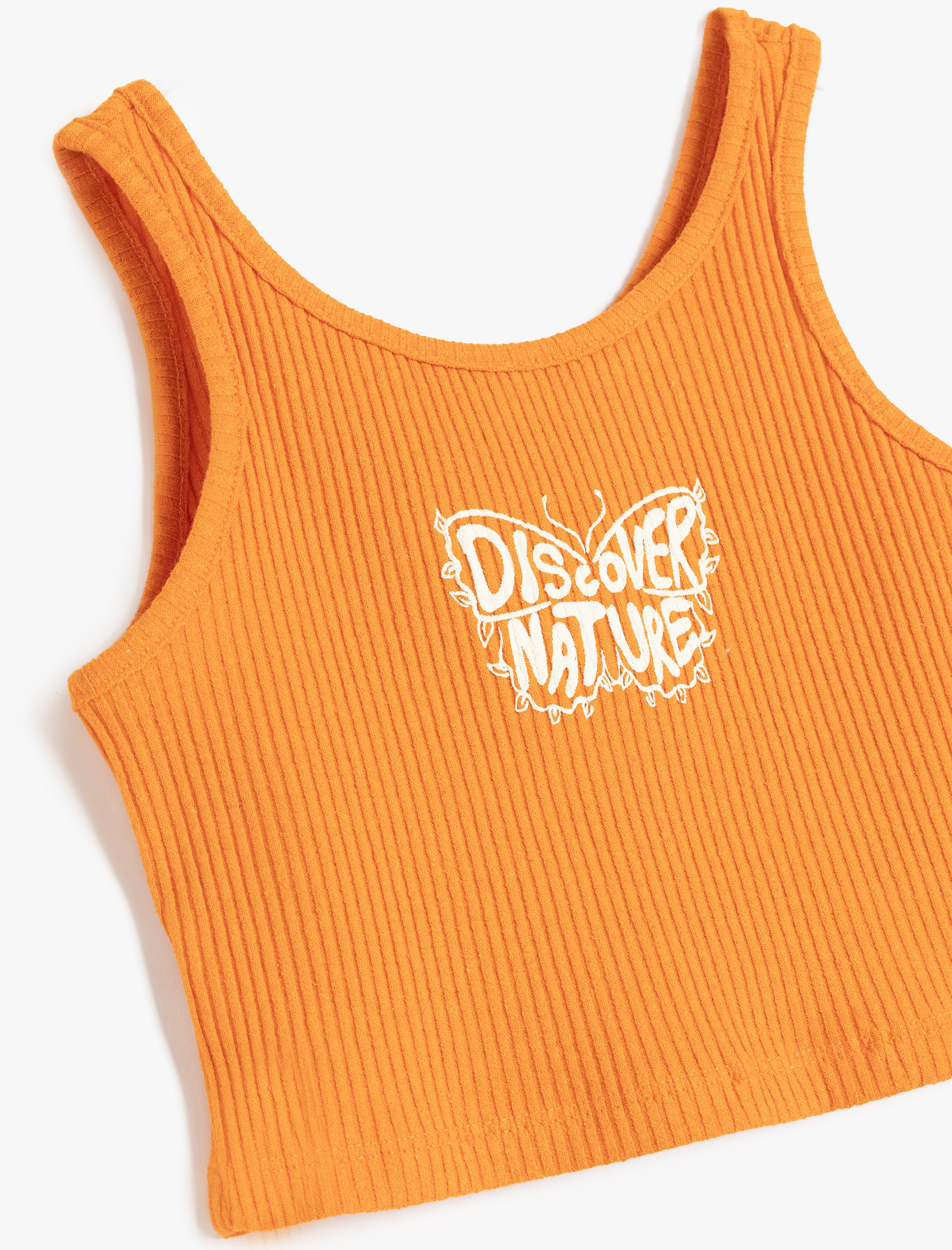  Kız Çocuk Slogan Baskılı Ribanalı Askılı Atlet