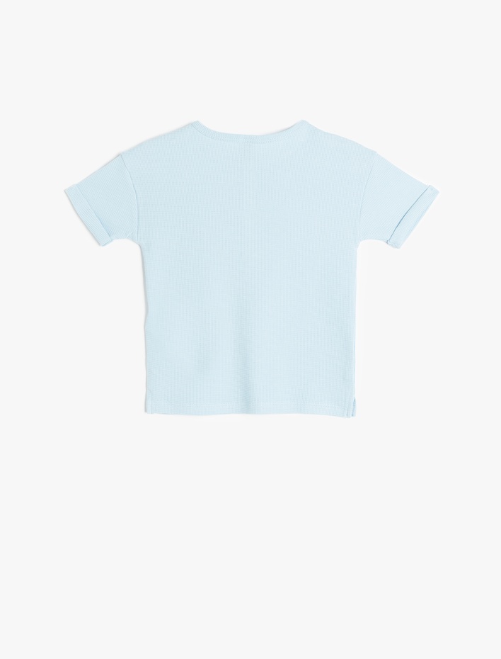 Erkek Bebek Düğme Detaylı Kısa Kollu Pamuklu Bisiklet Yaka Basic Tişört