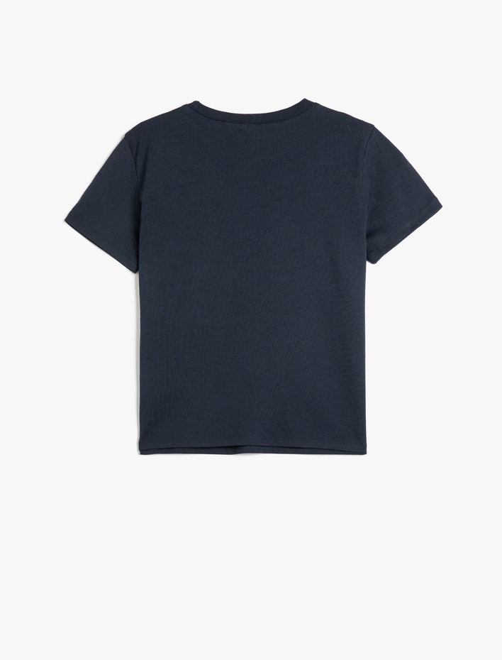 Erkek Çocuk Slogan Baskılı Bisiklet Yaka Kısa Kollu Pamuklu Tişört