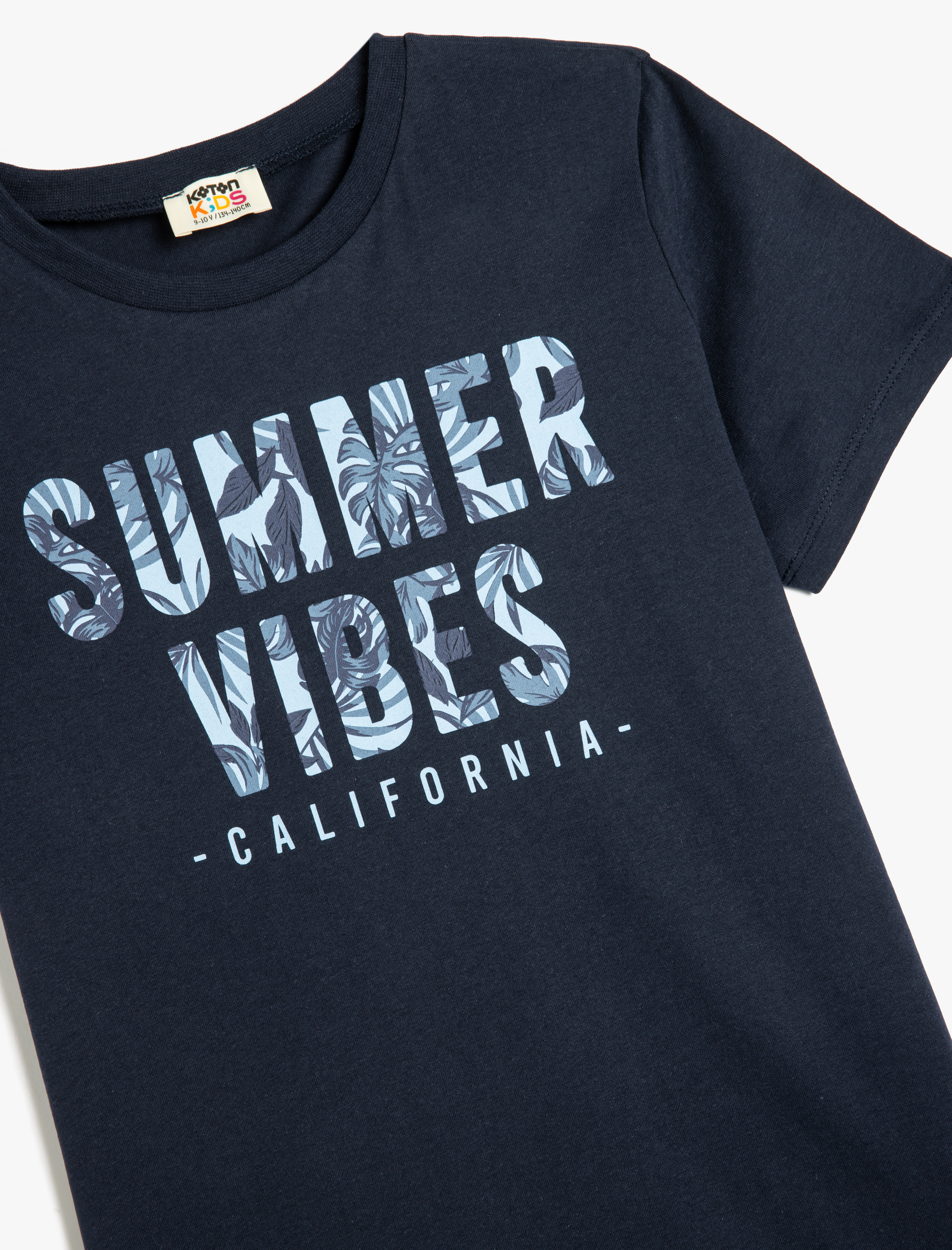  Erkek Çocuk Slogan Baskılı Bisiklet Yaka Kısa Kollu Pamuklu Tişört