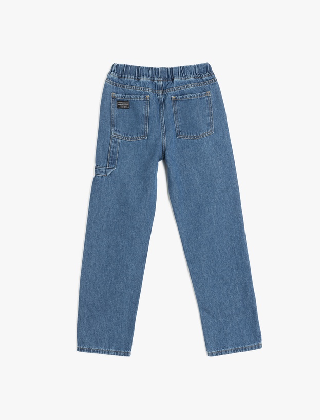Pamuklu Beli Bağcıklı Cep Detaylı  Denim Pantolon_1